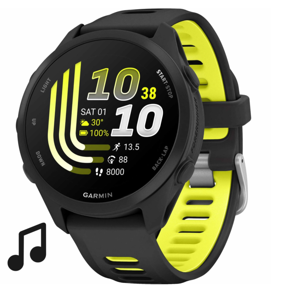 Garmin Forerunner 170 Music Schwarz - GPS-Laufuhr mit AMOLED-Display, Musik und 20-mm-Armband